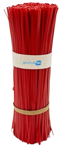 SIMPLETEK - 1000 x Fascette in Plastica Rosse 20 cm con Filo in Alluminio Rilega Cavi Legatutto Animate Legacci | 1000 pezzi