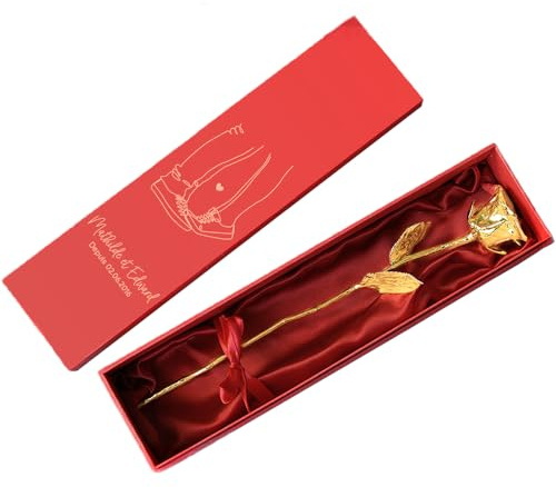 CADEAUX.COM - Grande Rose en Or éternelle - 36 cm 24 carats - Ecrin Personnalisable avec Message - Idée Cadeau Maman - Cadeau Original - Idée Cadeau Femme - Cadeau Saint-Valentin