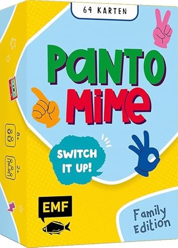 Kartenspiel: Pantomime – Switch it up! – Family Edition. Wer darstellt, muss auch raten! – Der Spieleklassiker mit lustigen Challenges – ab 8 Jahren, Yellow
