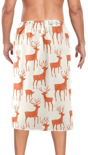 voucong Orange Weihnachts-Hirsch-Herren-Duschtuch, tragbar, 152,4 x 71,1 cm, Frottee-Handtuch, Sauna-Duschzubehör