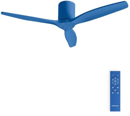 CREATE / WINDCALM M/Ventilatore da soffitto blu cobalto con telecomando / 40W, silenzioso, ABS, Ø132 cm, 6 velocità, timer, funzione estate-inverno