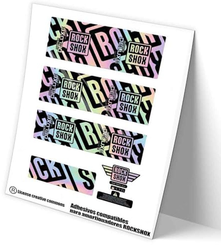 REF:VP623 Sticker, kompatibel mit ROCKSHOX SUPER DELUXE SELECT+ 2023-24, MTB, Sticker, Aufkleber, Mountainbike-Vinyl. (HOLOGRAPHIC-RAINBOW)