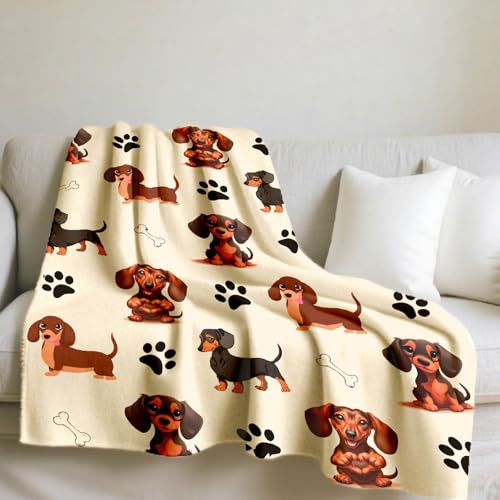 Dackel Kuscheldecke Flauschig 130x150 - Warm Blanket für Sofa & Couch, DackelGeschenk für Frauen Männer, Dackel Bettwäsche & Dachshund Gifts