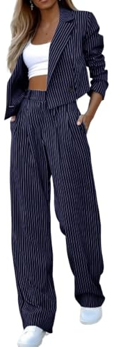 ticticlily Tailleur Femme Ensemble Pantalon Chic et Élégant | Tailleurs Pantalons 2 Pièces, Blazer Chemisier à Revers, Pantalon Taille Haute, Costume de Formel Bureau Travail OL