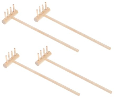 Hohopeti 4pcs Mini Wood Rake Sand Rake Sandbox Toys Crafts Mini Garden Tools for Sandpit Decoration