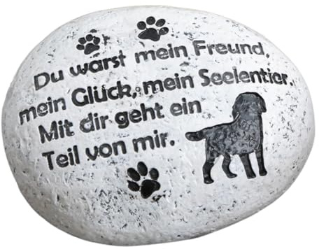 Logbuch-Verlag Gedenkstein Hund mit Spruch Du warst Mein Freund... 9,5 cm wetterfester Grabstein für Haustiere