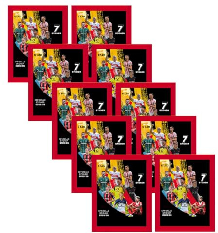 Deutsche Fußball Liga Sticker 2025/26 | 10 Stickertüten mit Fußball-Sammelstickern zur neuen Saison | Sammelserie für Kinder & Fans
