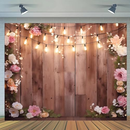 Simple wooden floral background used for baby showers newborn studio photography vintage flooring