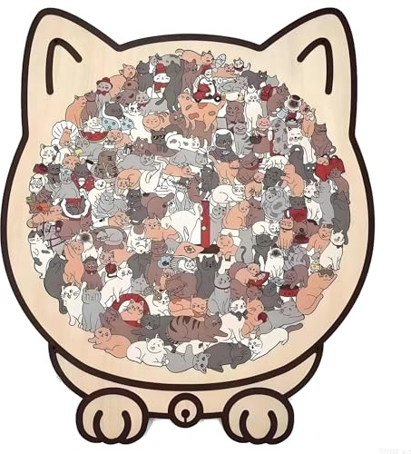 Katzen Puzzle, 135-Teiliges Colored Holzpuzzle, Farbiges Holzpuzzle In Katzenform, Holzpuzzle Erwachsene, Kreatives Puzzle-Geschenk Für Katzenliebhaber (A)