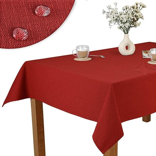 invitta Kleine Tischdecke 40x40 cm Mitteldecke Bordeaux Rot Baumwolle Polyester Mischung 230 g/m2 - Hochwertig, Elegante Leinenoptik, Fleckenschutz Cotton Tischtuch mit Lotuseffekt, Pflegeleicht