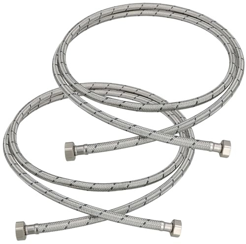 KOTARBAU® Flexschlauch 1/2“ x 1/2“, Wasserschlauch, Panzerschlauch 200 cm | 2er Set, Anschlussschlauch für Armatur, Schlauch Für Wasserhahn, Edelstahlummantelt, Silber