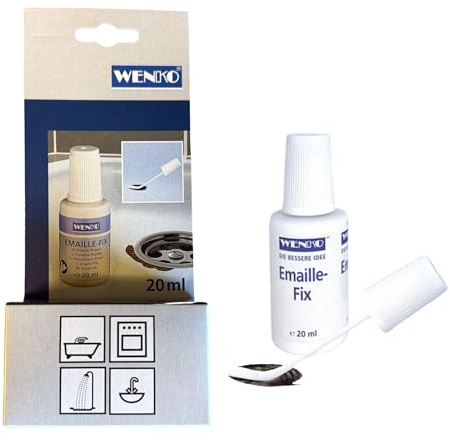 White Eco-Friendly Enamel-Fix Repair Solution 20 ml & Applicator brush - Solvent Free- Perfect for restoring & repairing Kitchens, Bathrooms, Showers, Sinks, Cookers, Washing Machines & more