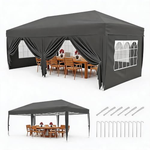 Faltpavillon 3X6 Schwerlast mit Seitenwänden für Garten und Events