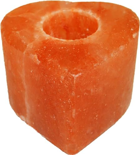Portacandela Cuore di sale rosa Salgemma dell'Himalaya