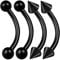KJM FASHION 4 Stk Eloxiert Schwarz Bananenstecker 1.2mm 16gauge 10mm 3/8 Kugel Und Kegel Rook Lip Cartilage Ohrringe Eyebrow Piercing Schmuck 0383