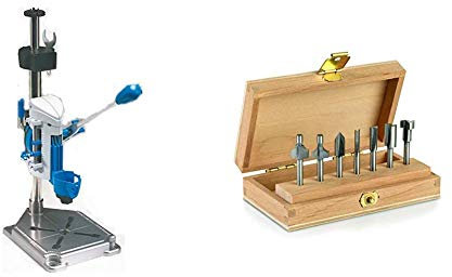 DREMEL 220 Complemento Work Station + Dremel 26150660JA Set 7 Frese da Legno