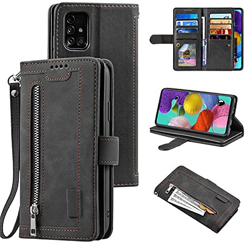 UEEBAI Coque pour Samsung Galaxy S9, Etui en Cuir PU Portefeuille Rétro Antichoc Flip Case Anti-Choc Housse avec Fentes de Cartes Fonction Support, Fermeture Magnétique - Noir