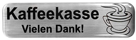 BIKE-label 3D Aufkleber Alu Optik Hinweisschild Kaffeekasse Vielen Dank 70 x 18 mm 900052VA