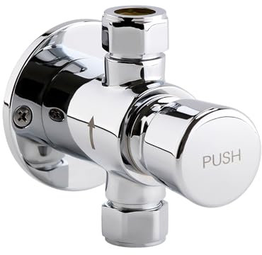 ENKI, Vision, BT4023, Chrome, Grifo de ducha de acci�n retardo de cierre autom�tico, lat�n macizo no concusivo para el gimnasio, v�lvula de ducha con bot�n pulsador, 1 a�o de garant�a
