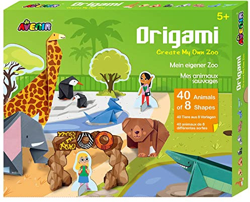 Avenir Origami Zoo, Bastelset für Kinder ab 5 Jahren, Papierfalten, Tiere