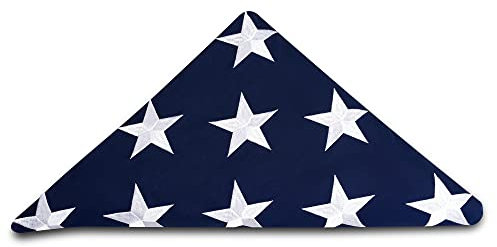 Diese gefaltete Gedenkflagge amerikanische US-Baumwollflagge 15.7x24.9 m Premium-100 % Baumwolle für Veteranen, bestickte Sterne, genähte Streifen, Messingösen, USA-Beerdigungskarg-Flaggen
