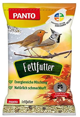 PANTO Fettfutter für Wildvögel 7 x 2,5 kg – energiereiches Vogel Fettfutter mit Erdnüssen, Getreide & Früchten, ganzjähriges Wildvogelfutter für Körner- und Weichfresser