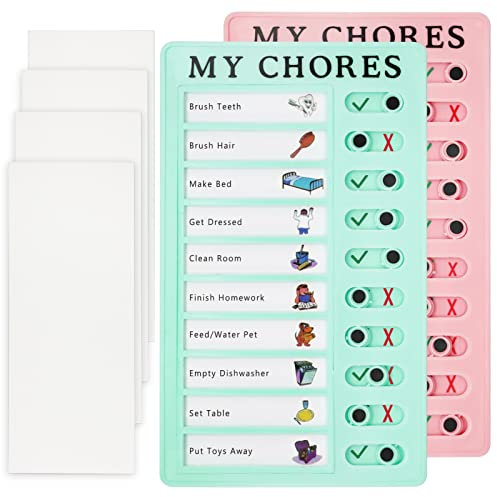 Hioph 2PCS to Do List Chore Chart for Kids, Schedule Checklist Board Daily Routine Chart, Portable Detachable Reusable Memo Chores Reminder Board School Home with 4 Replaceable Blank Paper