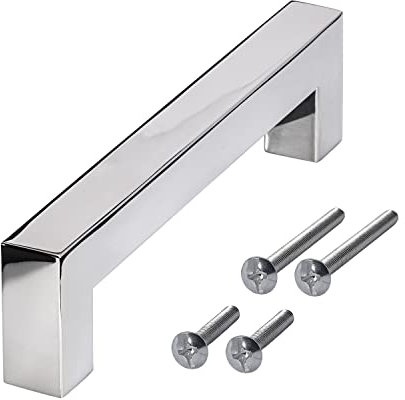 Stahlia 5 x Möbelgriffe Chrom glänzend Lochabstand 160mm Edelstahl Schrankgriffe Küchengriffe Schrankgriffe Stangengriffe eckig Wohnzimmer Möbel Bad Möbel Schrank Profil: 15x15mm inkl. Schrauben