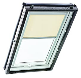 Original Roto Rollo Exclusiv ZRE für Roto Dachfenster - Führungsschiene Silber - Manuelle Bedienung - Tageslichtrollo Baureihe Designo R4/R7 und Classic 43/73 - Größe 074/098 | 07/09 - Farbe Beige