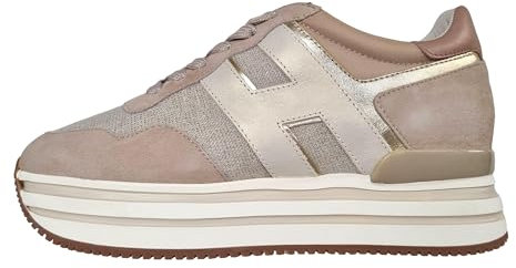 Hogan Damen-Sneakers H222 Midi HXW4830CB80T1N0US3 Beige, Elfenbein und Rosa, Beige Altrosa, 39 EU Larga