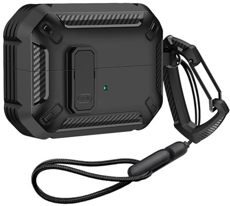 Custodia con Lucchetto per Samsung Galaxy Buds3 Pro, Antiurto con Portachiavi e Cinghia per Galaxy Buds 3 Pro, Nero
