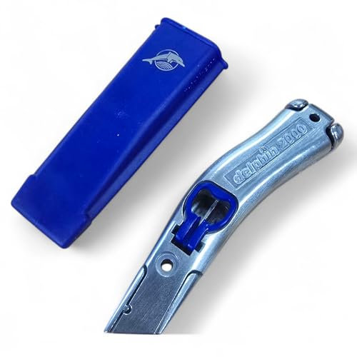 Dolphin 2000 Blue Quick Release Carpet Cutting Knife Handle with Holster, Carpet Fitters Work Trimming, No Blades, PTL®