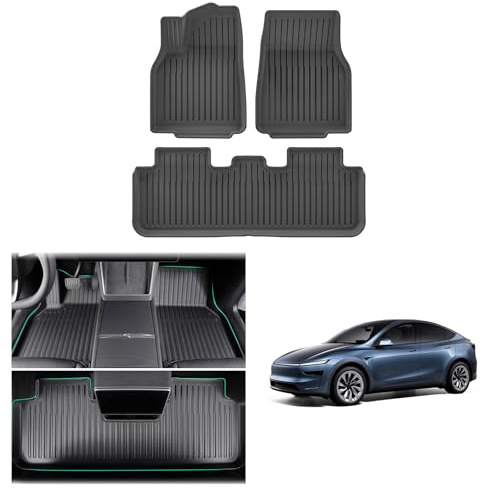 GAFAT 2025 2026 Tesla Model Y Juniper Standard Premium Golvmattor, TPE Allvädersgolvmattor Tesla Model Y 2026 Accessories Gummimattor 3D-Scanna OEM-Original, extra hög kant 6–10 cm, Lätt att Rengöra
