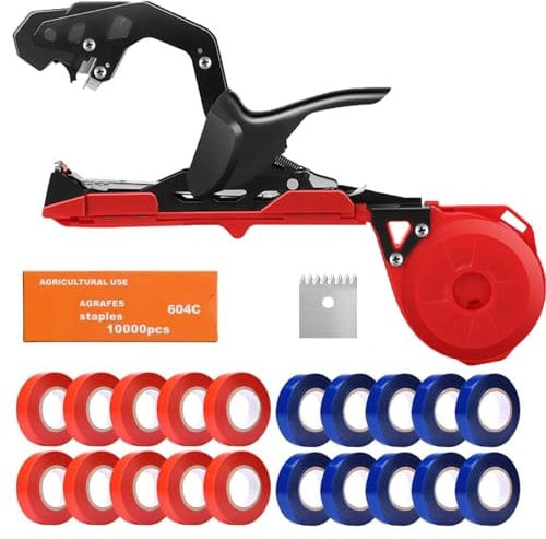 Atadora de Viña, Máquina atadora de Plantas con Cinta roja y Azul, máquina atadora de Tomates, para Atar Tomates, Uvas, Flores, Verduras (a)