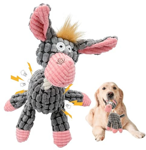 Unzerstörbares Hundespielzeug, Hund Welpen Quietschspielzeug Interaktives Spielzeug Kuscheltier für Hunde, Esel Hundespielzeug Intelligenz Set für Kleine und Mittelgroße Hund (Grau)