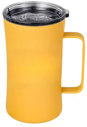 Générique Coffee Tumbler with Handle, Portable Drinking Cup, 600ml Capacity, Splash-Proof Lid, Durable Material, Lightweight Design, Ideal for Hiking, Workplace, Camping, Travel Use