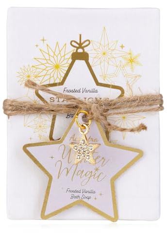 Accentra Handseife WINTER MAGIC in Geschenkverpackung mit Charm-Anhänger Stern in gold, 100g Seife, Duft Frosted Vanilla, exklusives Weihnachtsgeschenk für Frauen