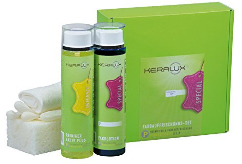 KERALUX Lederpflege Farbauffrischungsset schwarz für pigmentiertes Glattleder, je 200 ml Farbe und Reiniger von LCK