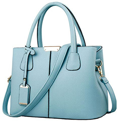 FiveloveTwo Dame Classy Satchel Handtasche Tote Handtasche Griff Tasche Umhängetasche Hellblau