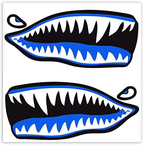 SkinoEu® 2 x /1 Paar/Vinyl Aufkleber Autoaufkleber Hai Zähne Shark Racing Rallye Stickers Auto Moto Motorrad Fahrrad Fenster Tür Tuning B 63