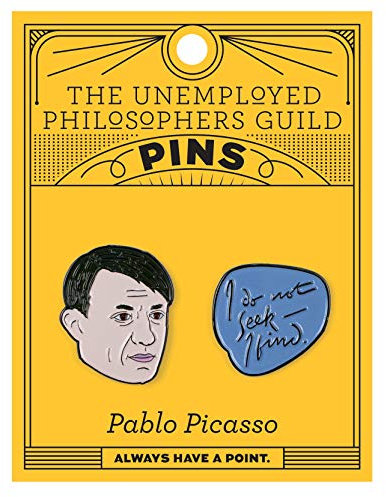 Picasso und Zitat Emaille Pin Set – 2 einzigartige farbige Metall-Anstecknadeln, Emaille, Zinklegierung, Nickel, Metall, Gummi, Messing
