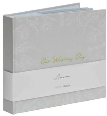 'Our Wedding Day' Grey Floral Photo Album 4' x 6' 50 Pages