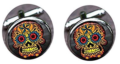 Bloody devil Boutons de manchette de mariage, boutons de manchette, tête de mort hipster, crâne en sucre, pince à cravate et boutons de manchette, cadeau de mariage, barres à cravate tête de mort,