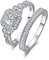 JewelryPalace Bague Femme de Fiançailles Coupe Carré Princesse Zircon Cubique Anniversaire Promesse Mariage Ensembles Channel Anneau Alliance Nuptial en Argent Sterling 925 Magnifique