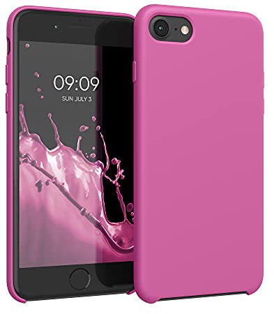 kwmobile Carcasa Compatible con Apple iPhone SE (2022/2020) / 8/7 Funda - Case TPU y Silicona antigolpes - Apto Carga inalámbrica - Rosa carmín