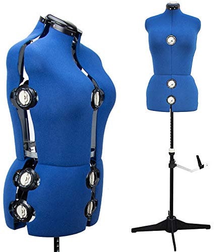 Verstellbare Schneiderpuppen Frauen M (42-46) 13 Drehrädchen Damen Büste Damenbüste Schneiderbüste Mannequin mit Beinansatz Blau Gr.M
