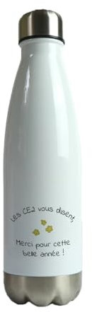 CADEAUX.COM - Gourde Isotherme Remerciement Personnalisable en INOX - Bouteille Isotherme 500ml - Cadeau Personnalisé Maitresse - Cadeau Femme - Cadeau Fin d'Année - Cadeau Maitresse d'École