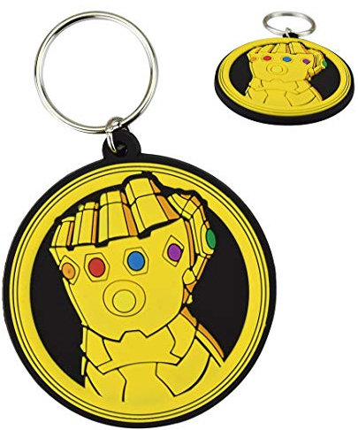 SRV Hub – Marvel Avengers Charaktere 2D Gummi Schlüsselanhänger für Kinder Jungen Geschenk Schlüsselanhänger, Thanos Handschuh, S
