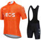 Maglia Ciclismo Uomo Manica Corta, Abbigliamento Sportivo Da Ciclismo Con Pantaloni Ciclismo Salopette Asciugatura Rapida Per MTB Ciclista Completo Ciclismo Squadre (Arancia,XL)