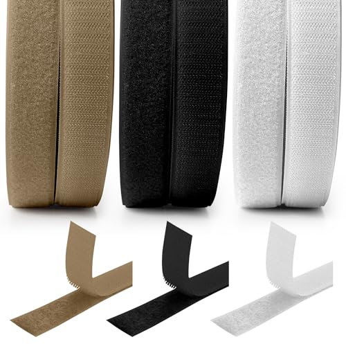 Feltro Adesivo Forte da 20 mm e 30 mm al Metro Lineare in diversi colori, Stretch Adesivo o da cucire, Nastro a Strappo Biadesivo per Tessuti e Zanzariere, Nastro a Strisce (BEIGE)